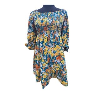 Floral Blue and Yellow Dress